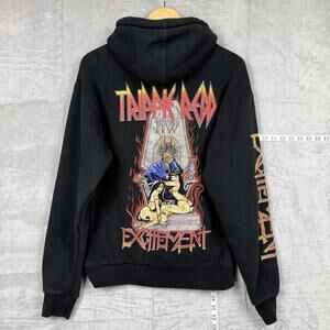 Trippie Redd Excitement Tour Hoodie Black Graphic Pullover Y2K Size M Metal VTG